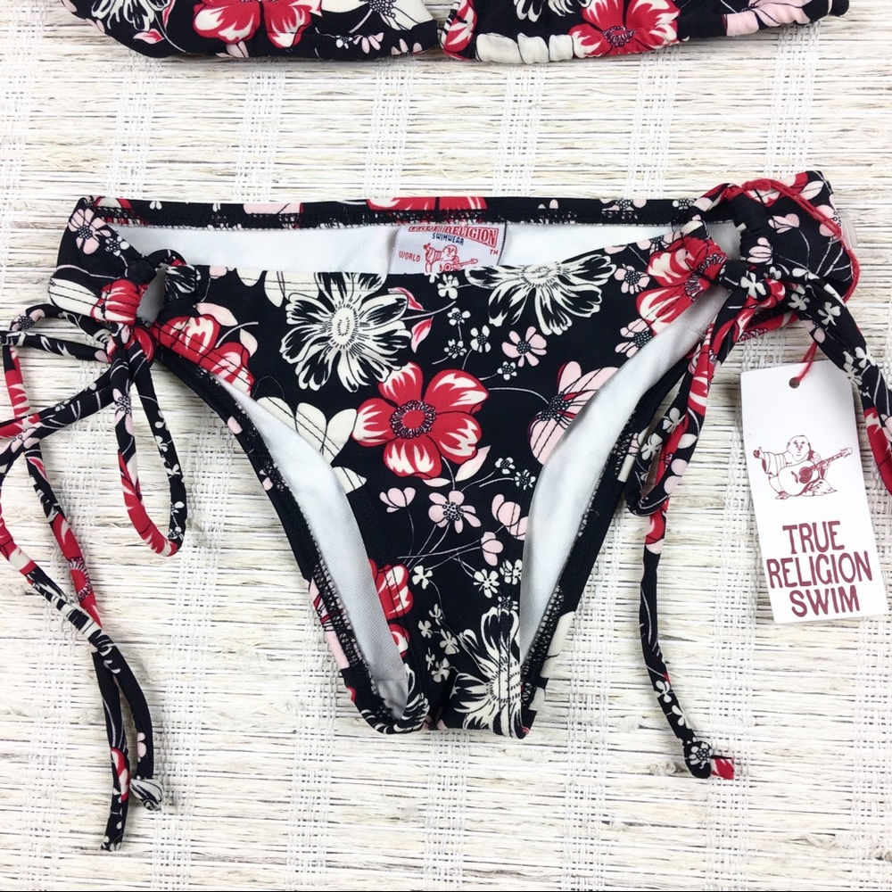 True Religion Halter Bikini Floral Swimsuit Sz S - Picture 3 of 5